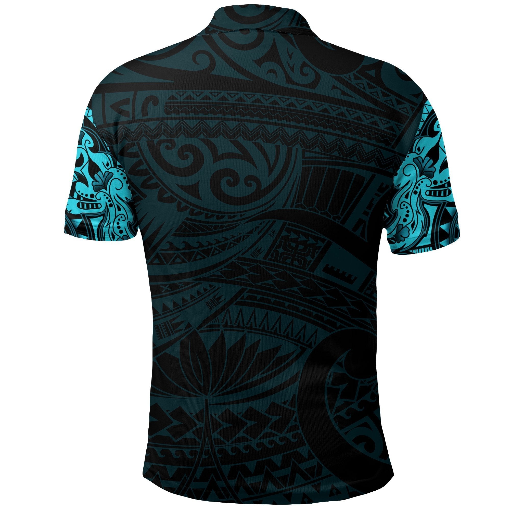 New Zealand Polo Shirt, Maori Tattoo Wolf Dragon Golf Shirt - Blue - Vibe Hoodie Shop