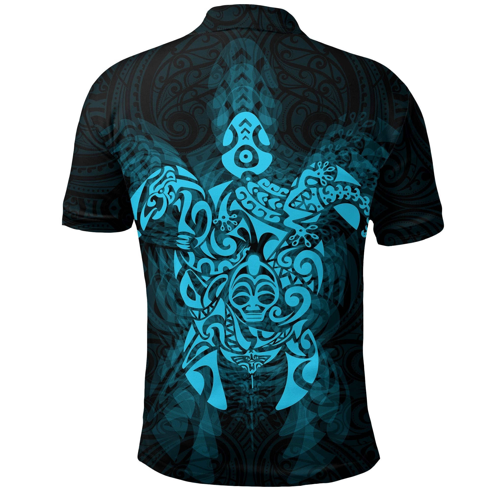 New Zealand Maori Polo Shirt, Wairua Tattoo Turtle Golf Shirts - Blue - Vibe Hoodie Shop