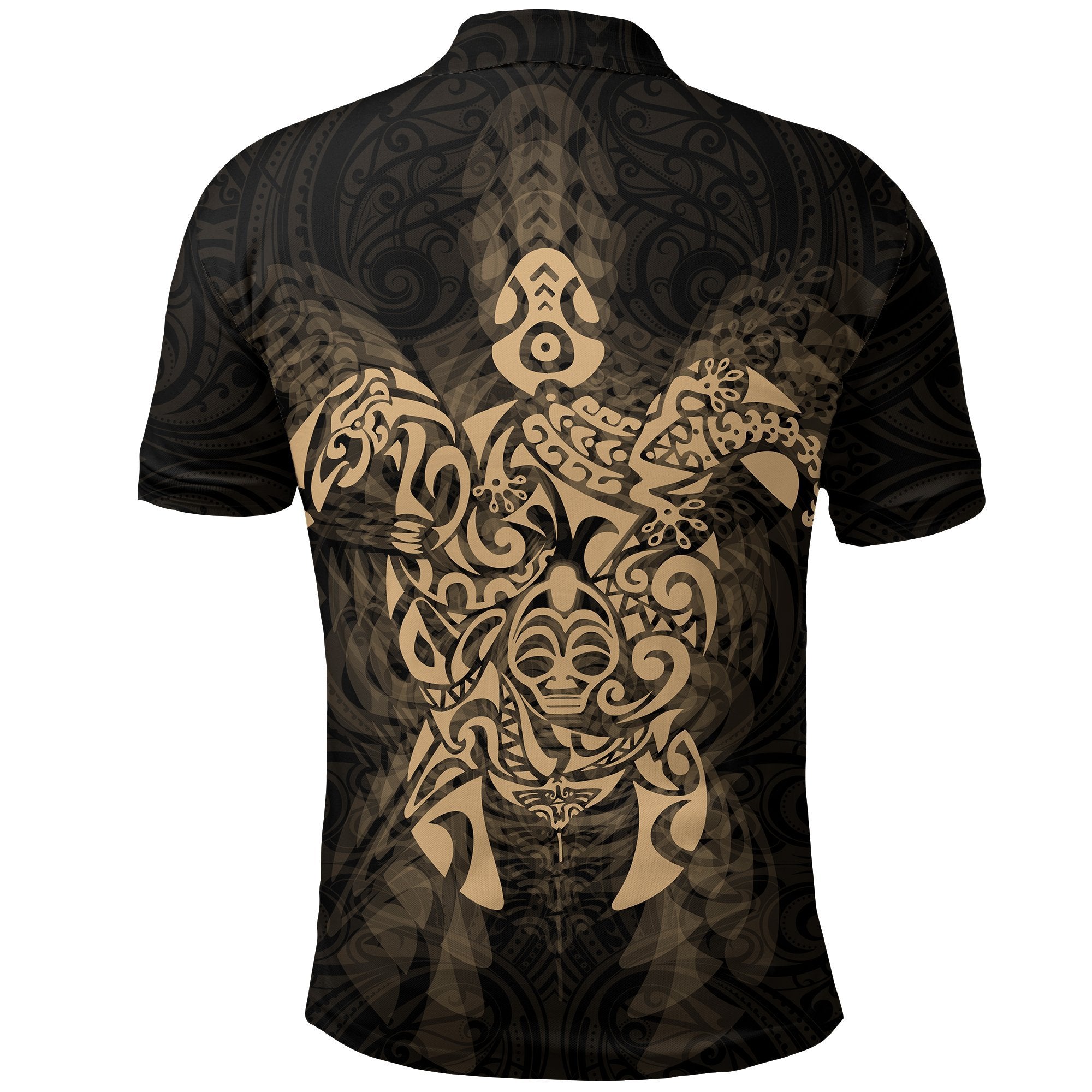 New Zealand Maori Polo Shirt, Wairua Tattoo Turtle Golf Shirts - Gold - Vibe Hoodie Shop