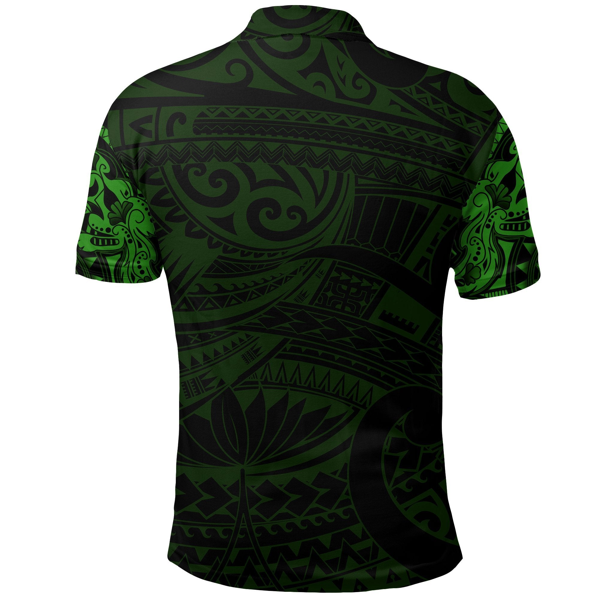 New Zealand Polo Shirt, Maori Tattoo Wolf Dragon Golf Shirt - Green - Vibe Hoodie Shop