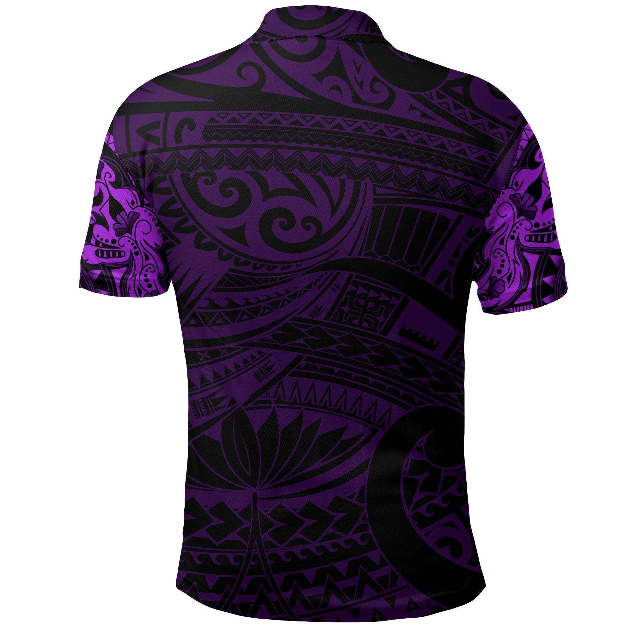 New Zealand Polo Shirt, Maori Tattoo Wolf Dragon Golf Shirt - Purple - Vibe Hoodie Shop