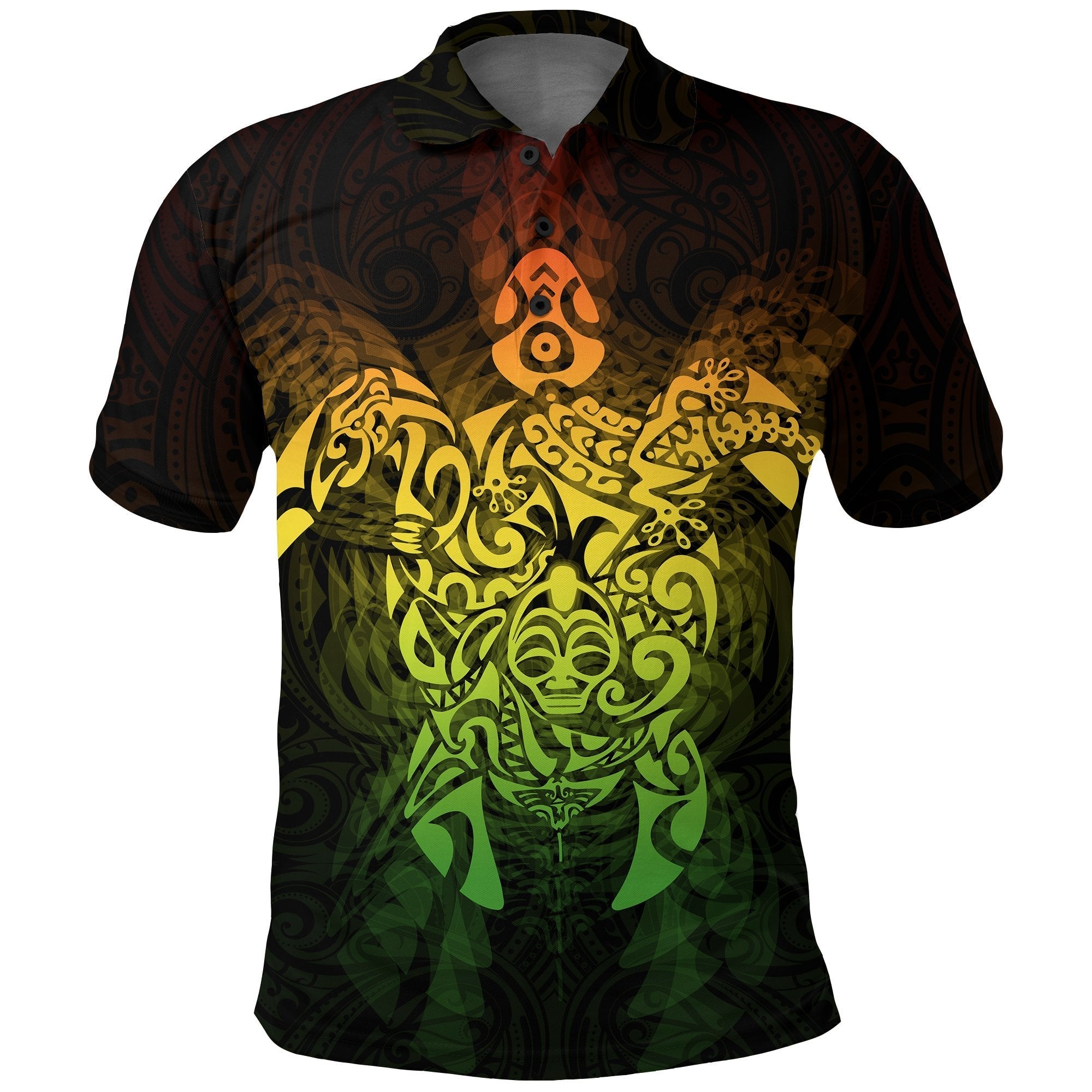 New Zealand Maori Polo Shirt, Wairua Tattoo Turtle Golf Shirts - Rasta - Vibe Hoodie Shop