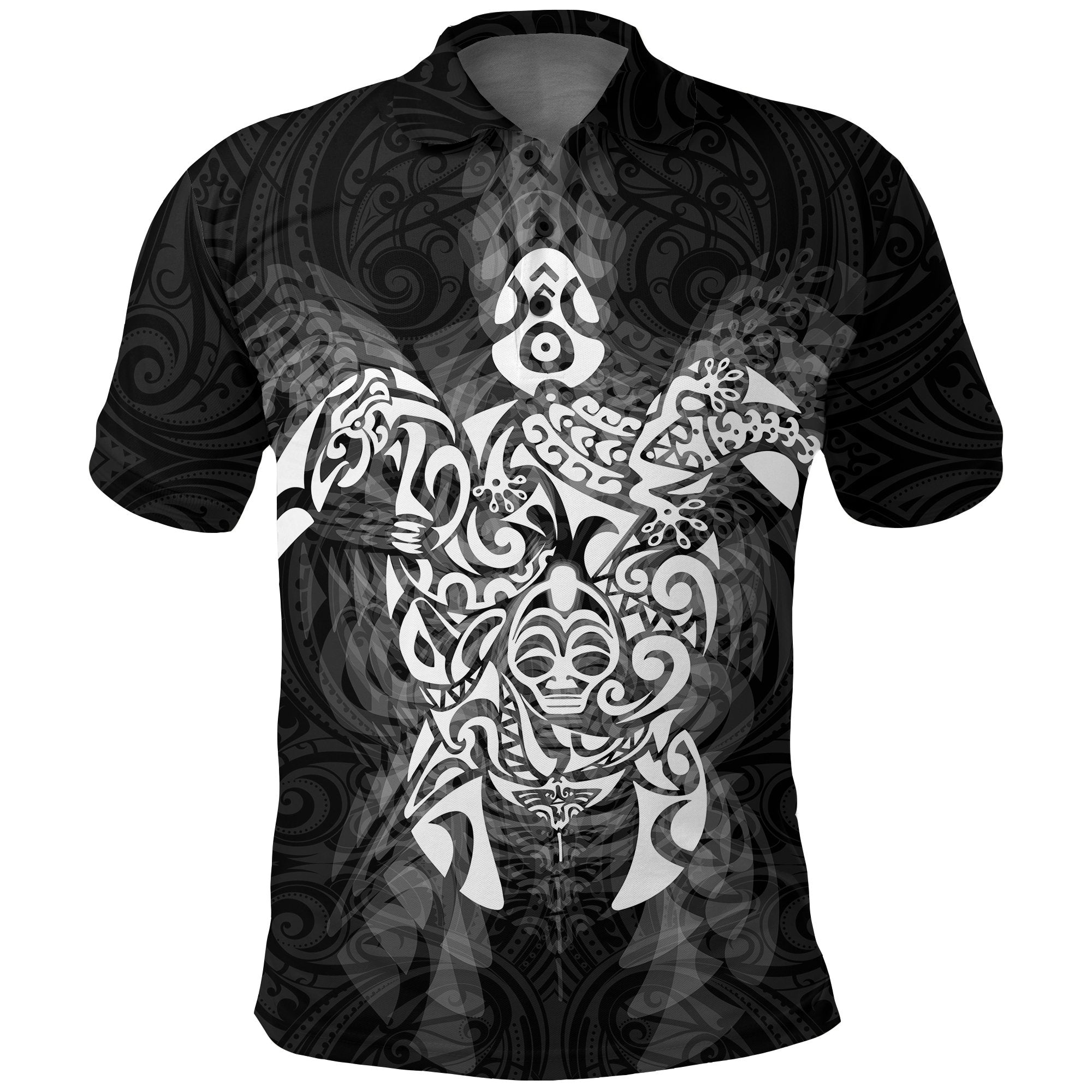 New Zealand Maori Polo Shirt, Wairua Tattoo Turtle Golf Shirts - White - Vibe Hoodie Shop