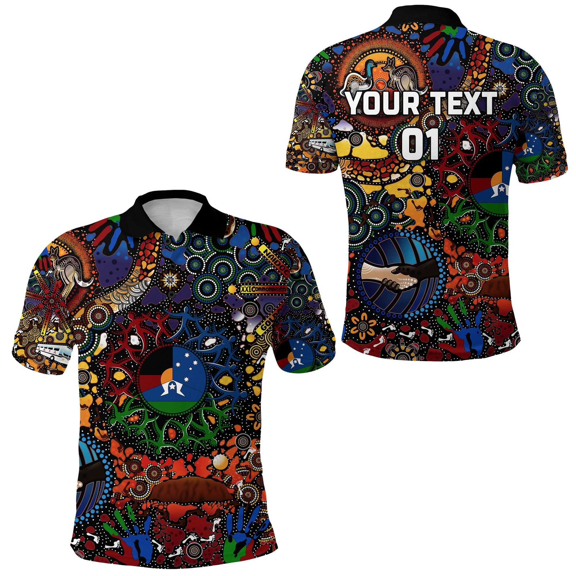 (Custom Personalised) Australia NAIDOC Week 2021 Polo Shirt Indigenous Be Proud, Custom Text And Number - Vibe Hoodie Shop