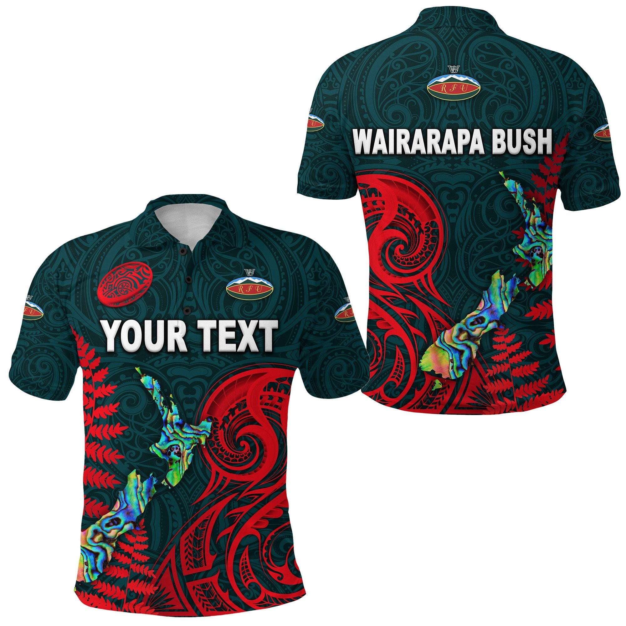 (Custom Personalised) Maori Wairarapa Bush Rugby Polo Shirt New Zealand Silver Fern - Vibe Hoodie Shop