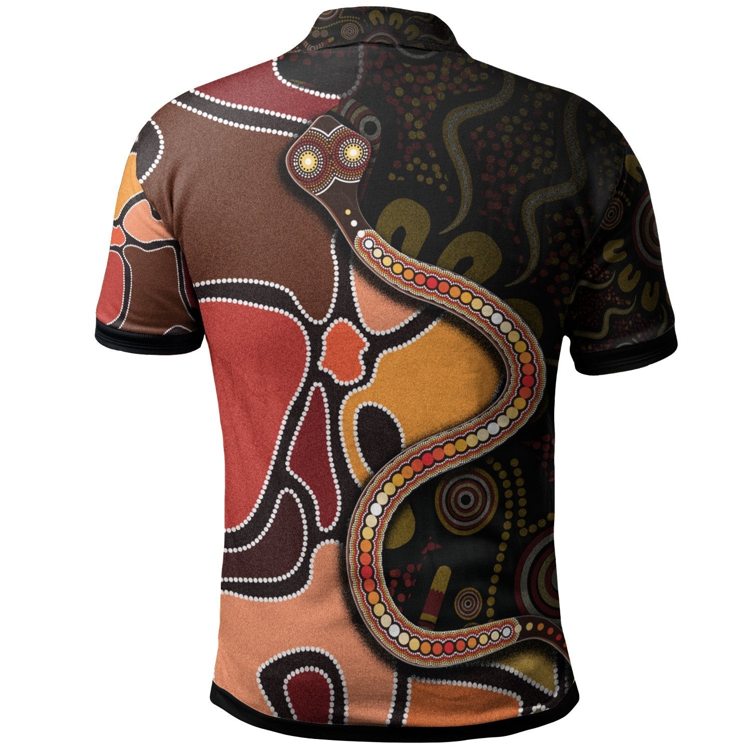 Polo Shirts - Aboriginal Snake With Dot Painting - Vibe Hoodie Shop