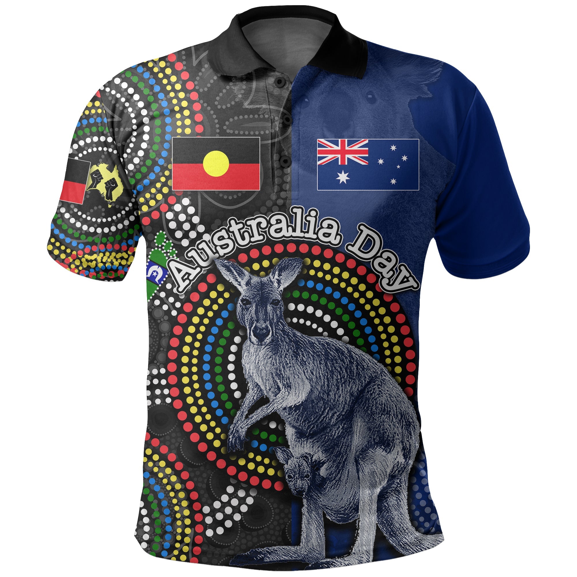 (Custom Personalised) Australia Day Polo Shirt Mix Aboriginal - Vibe Hoodie Shop