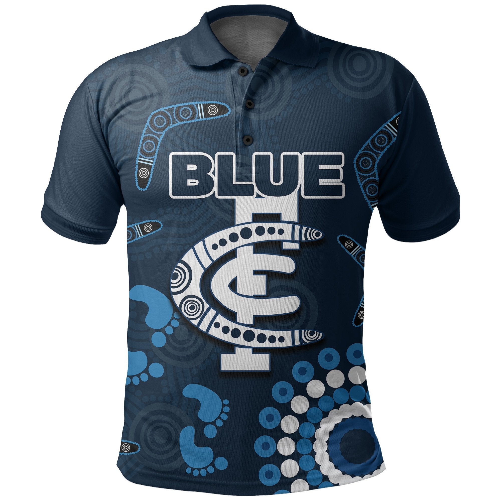 Carlton Blues Polo Shirt Aboriginal Simple Style - Vibe Hoodie Shop