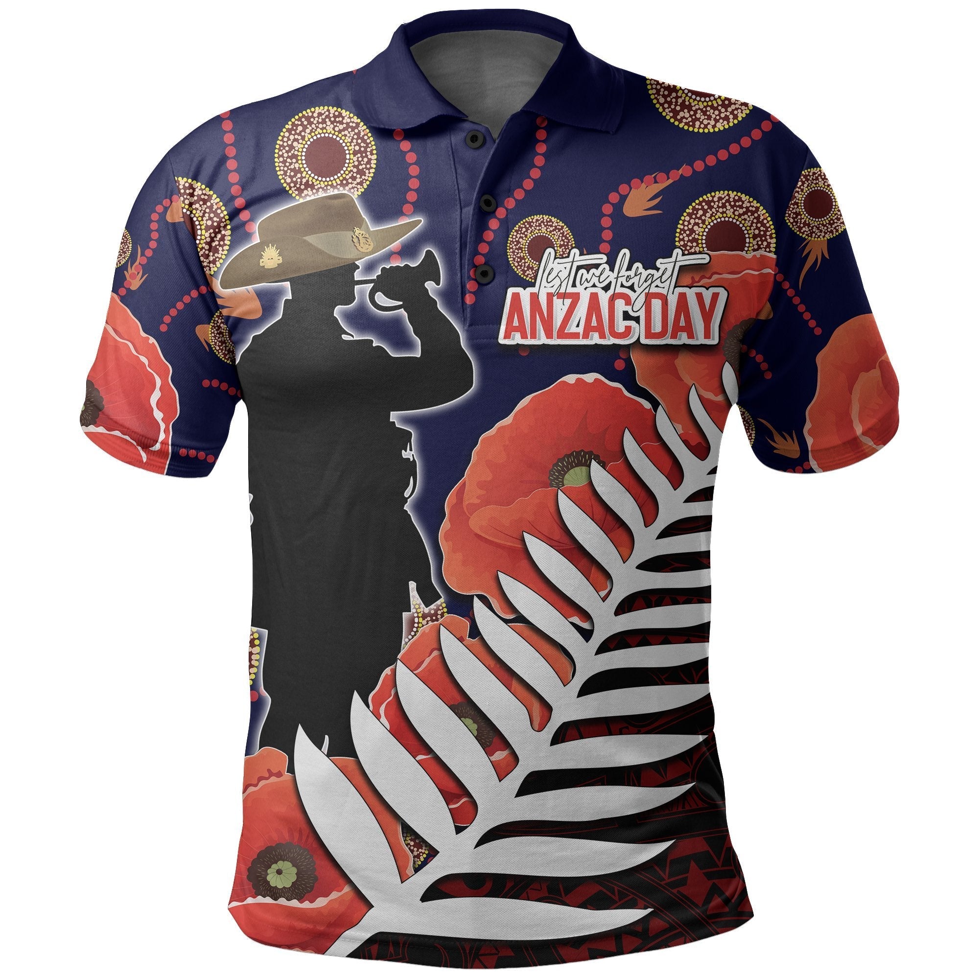 Australia ANZAC Day Polo Shirt Mix Aboriginal - Vibe Hoodie Shop