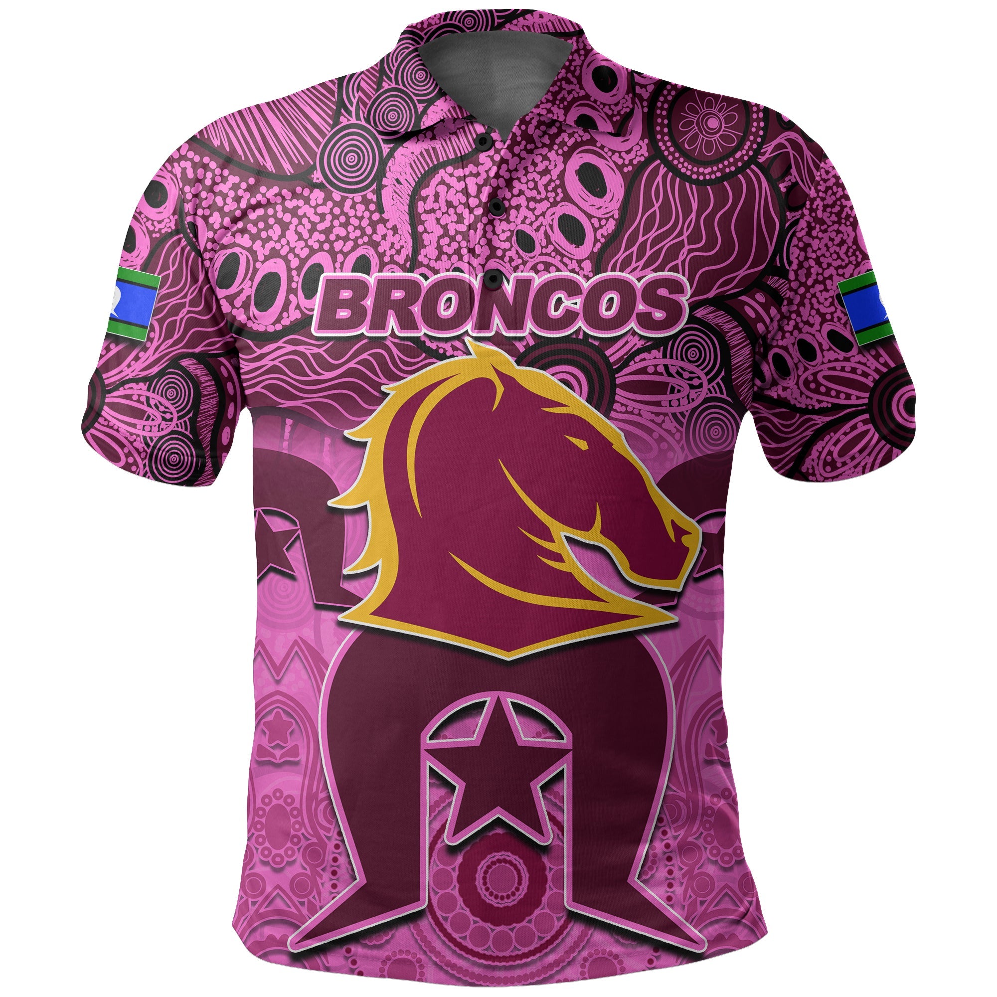 (Custom Personalised) Broncos Torres Strait Islanders Mix Aboriginal Polo Shirt Pink Style - Vibe Hoodie Shop