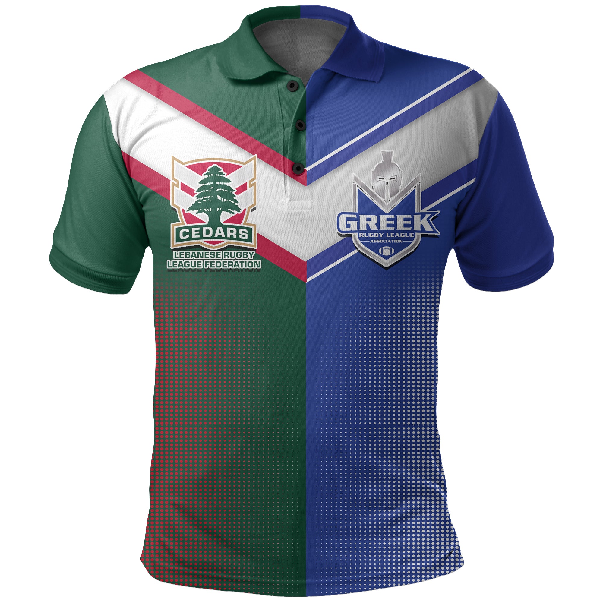 (Custom Personalised And Number) Greece and Lebanon Rugby Polo Shirt - Vibe Hoodie Shop