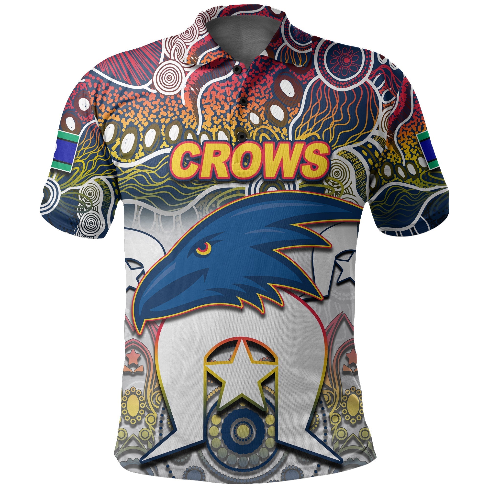 (Custom Personalised) Crows Australian Football Torres Strait Islanders Mix Aboriginal Polo Shirt - Vibe Hoodie Shop