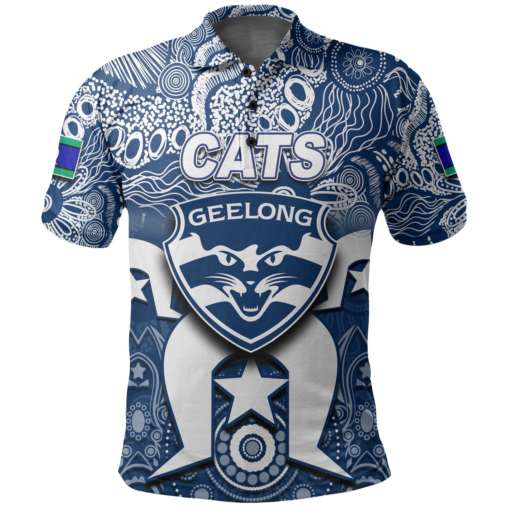 (Custom Personalised) Cats Australian Football Torres Strait Islanders Mix Aboriginal Polo Shirt - Vibe Hoodie Shop