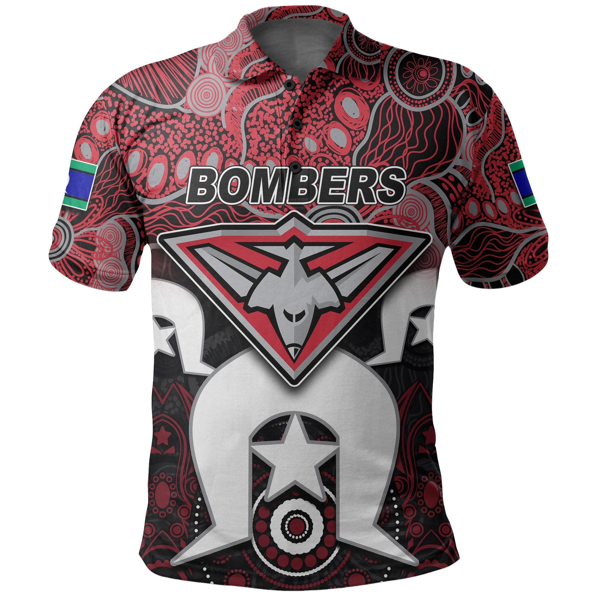 (Custom Personalised) Bombers Australian Football Torres Strait Islanders Mix Aboriginal Polo Shirt - Vibe Hoodie Shop