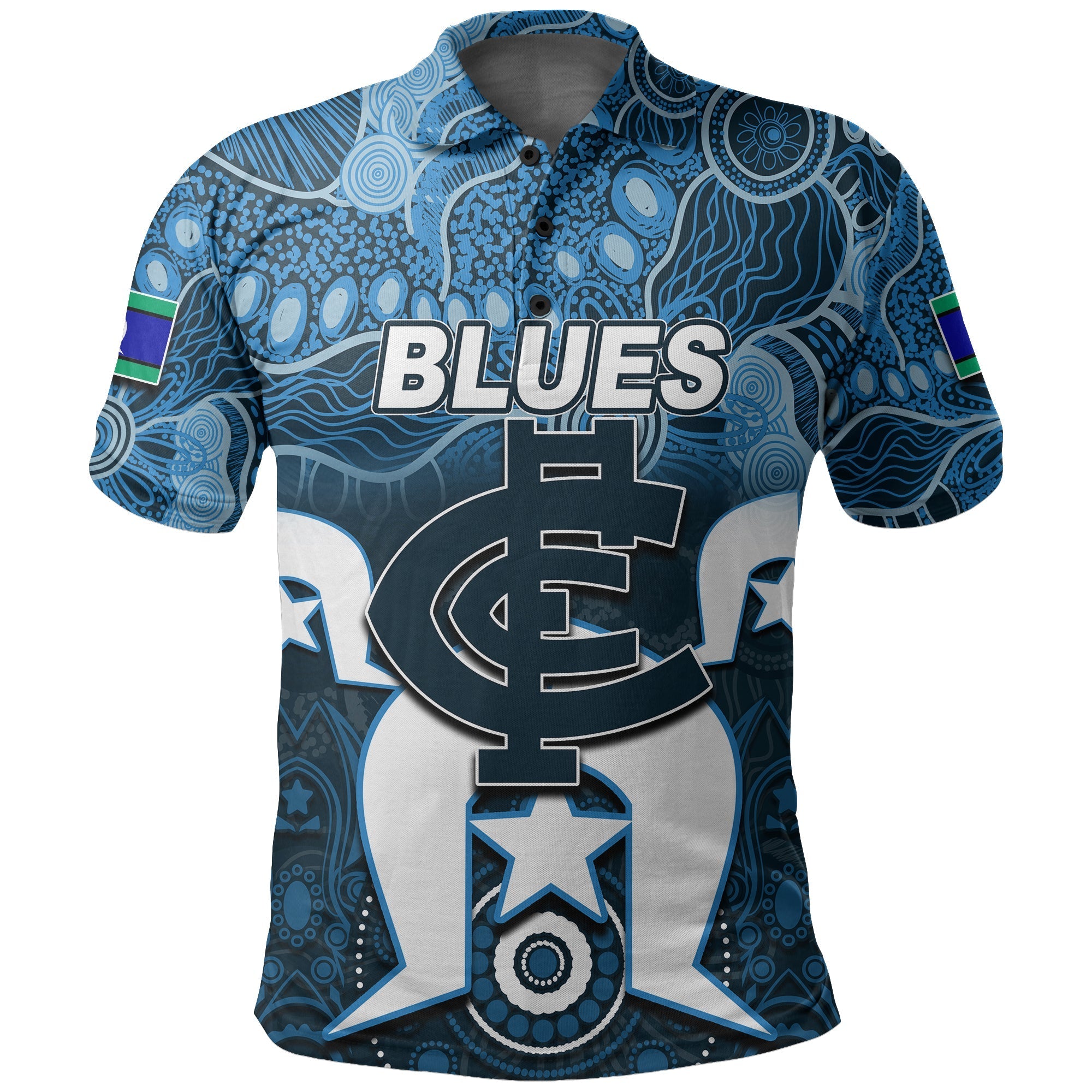 (Custom Personalised) Blues Australian Football Torres Strait Islanders Mix Aboriginal Polo Shirt - Vibe Hoodie Shop