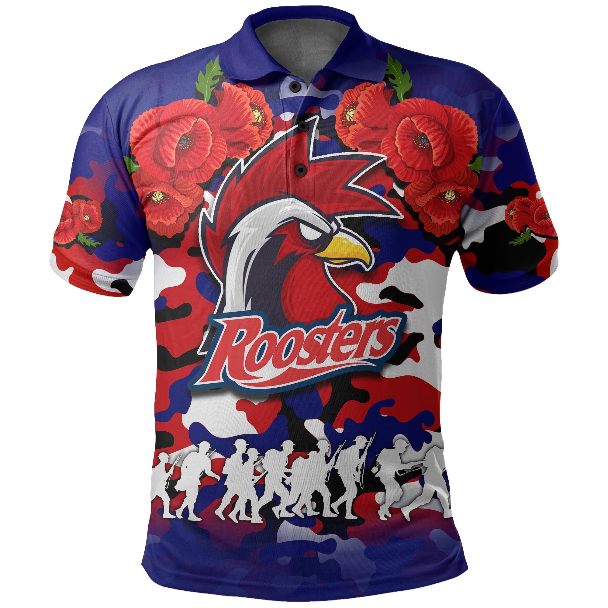 ANZAC Day Polo Shirt Roosters Army Style - Vibe Hoodie Shop