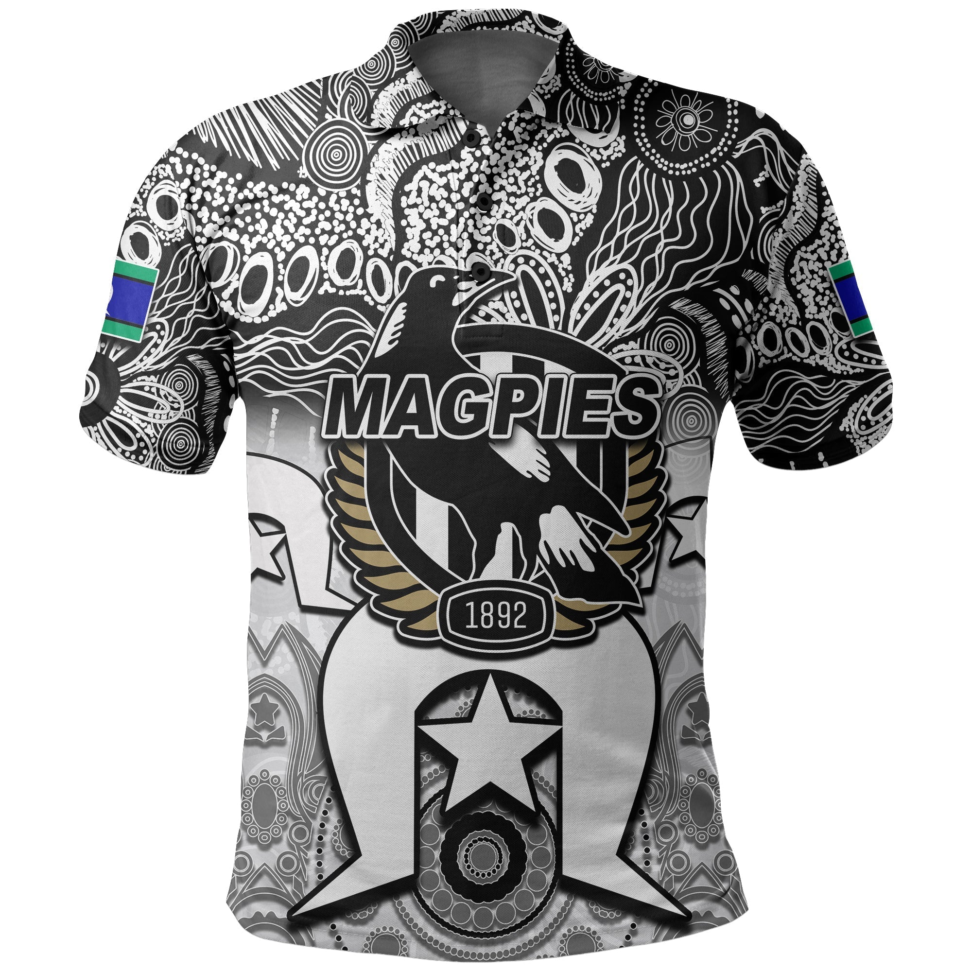 (Custom Personalised) Magpies Australian Football Torres Strait Islanders Mix Aboriginal Polo Shirt - Vibe Hoodie Shop