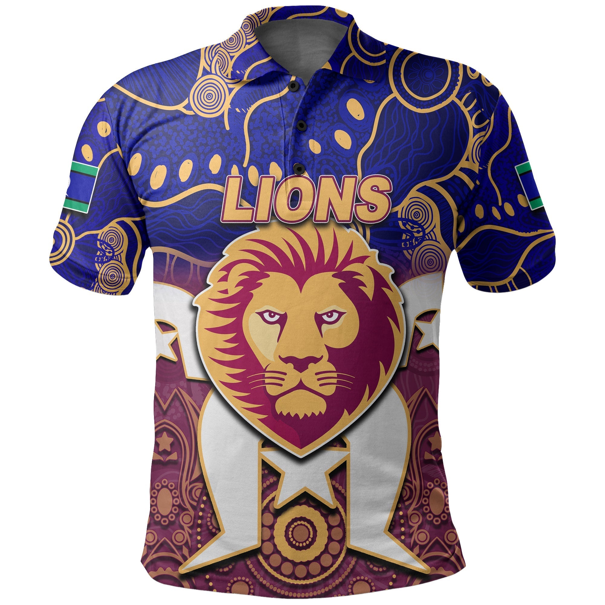 (Custom Personalised) Lions Australian Football Torres Strait Islanders Mix Aboriginal Polo Shirt - Vibe Hoodie Shop