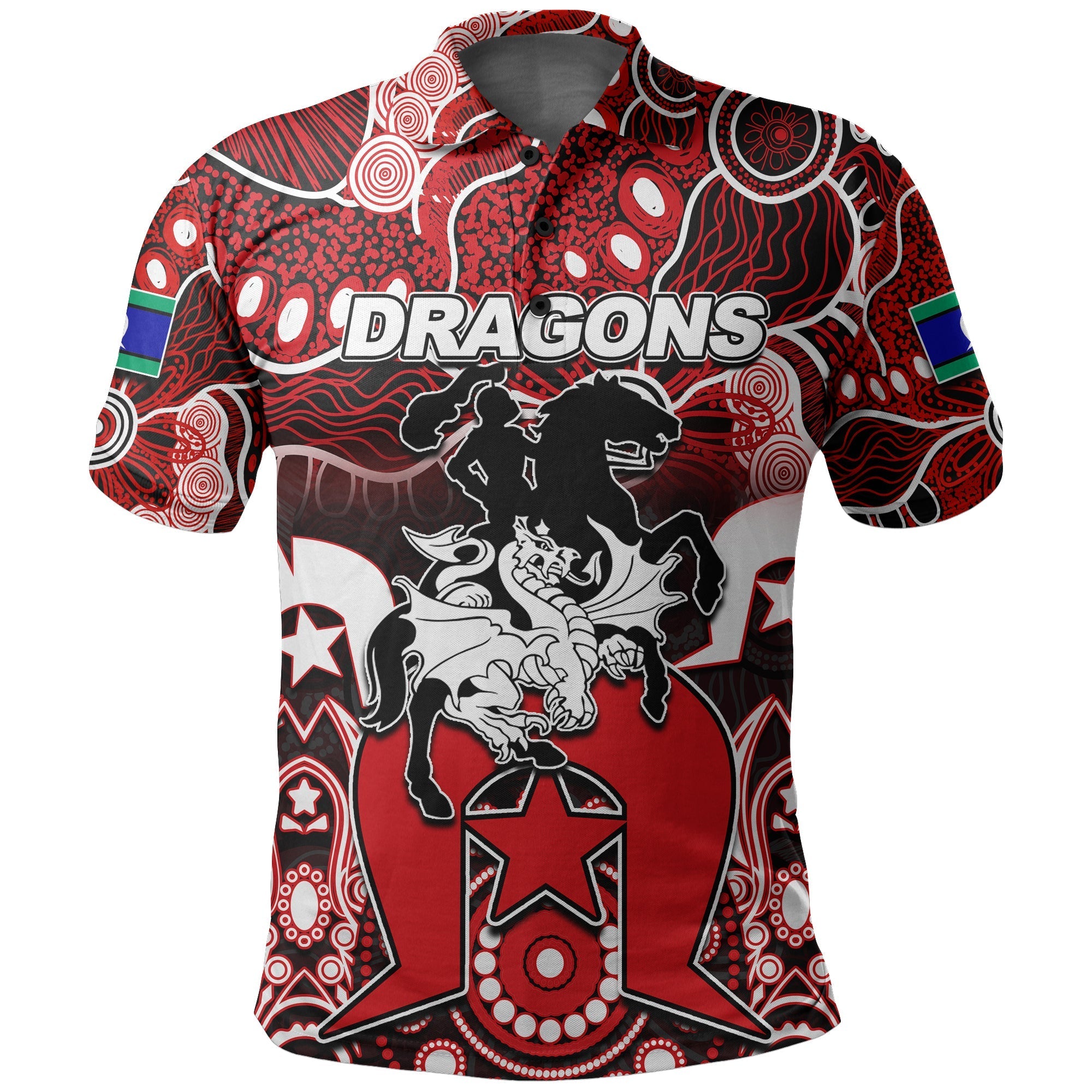 (Custom Personalised) Dragons Torres Strait Islanders Mix Aboriginal Polo Shirt - Vibe Hoodie Shop