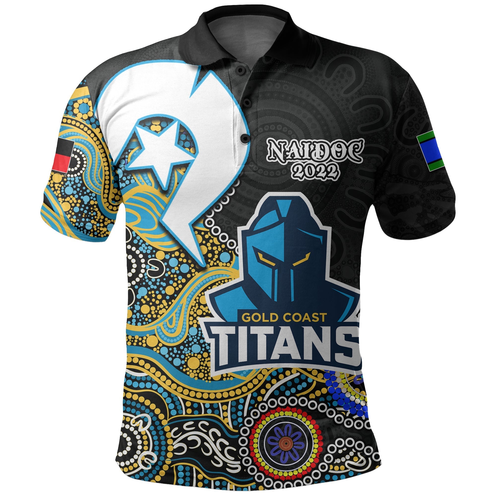 Titans Rugby Polo Shirt NAIDOC 2022 Patterns - Vibe Hoodie Shop