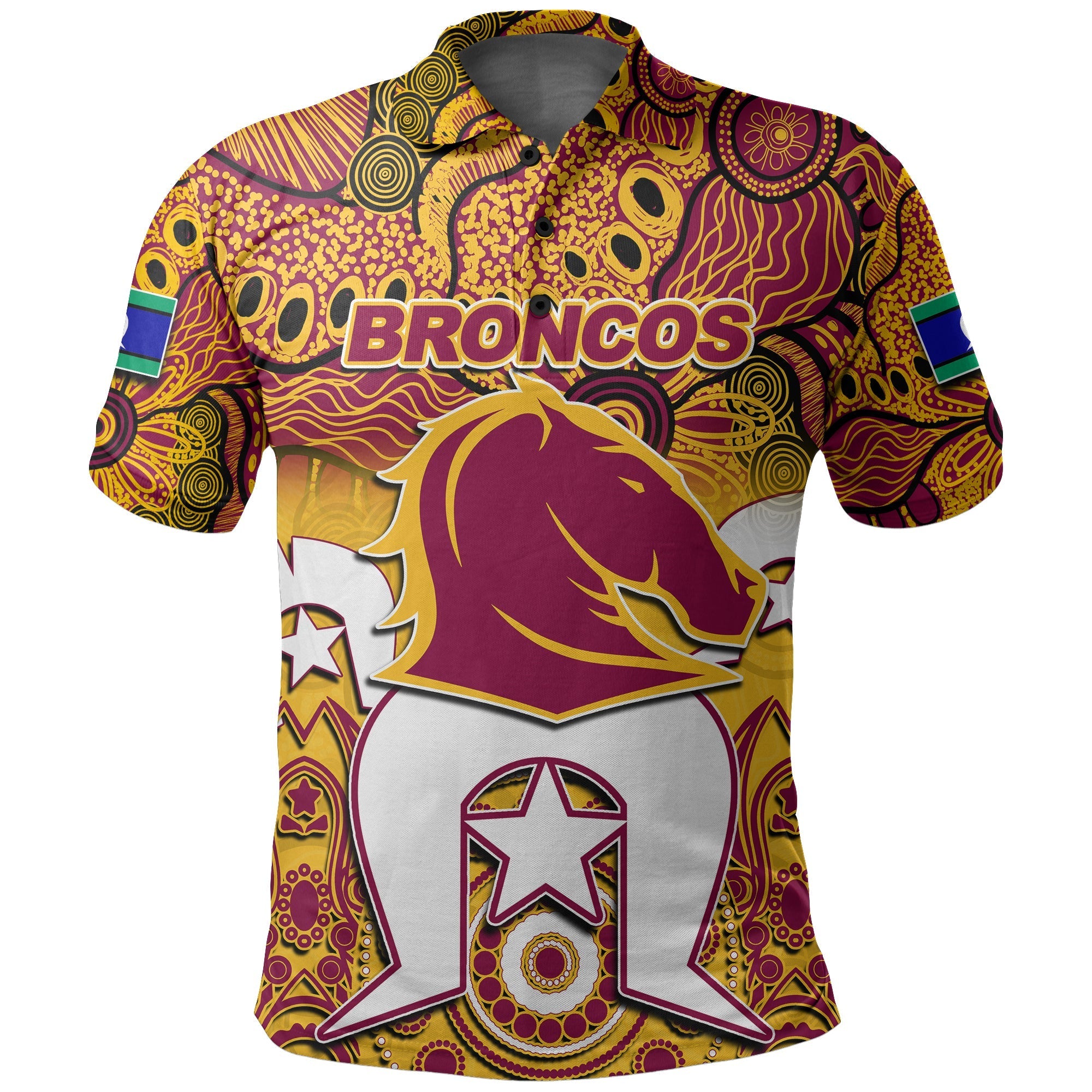 (Custom Personalised) Broncos Torres Strait Islanders Mix Aboriginal Polo Shirt - Vibe Hoodie Shop