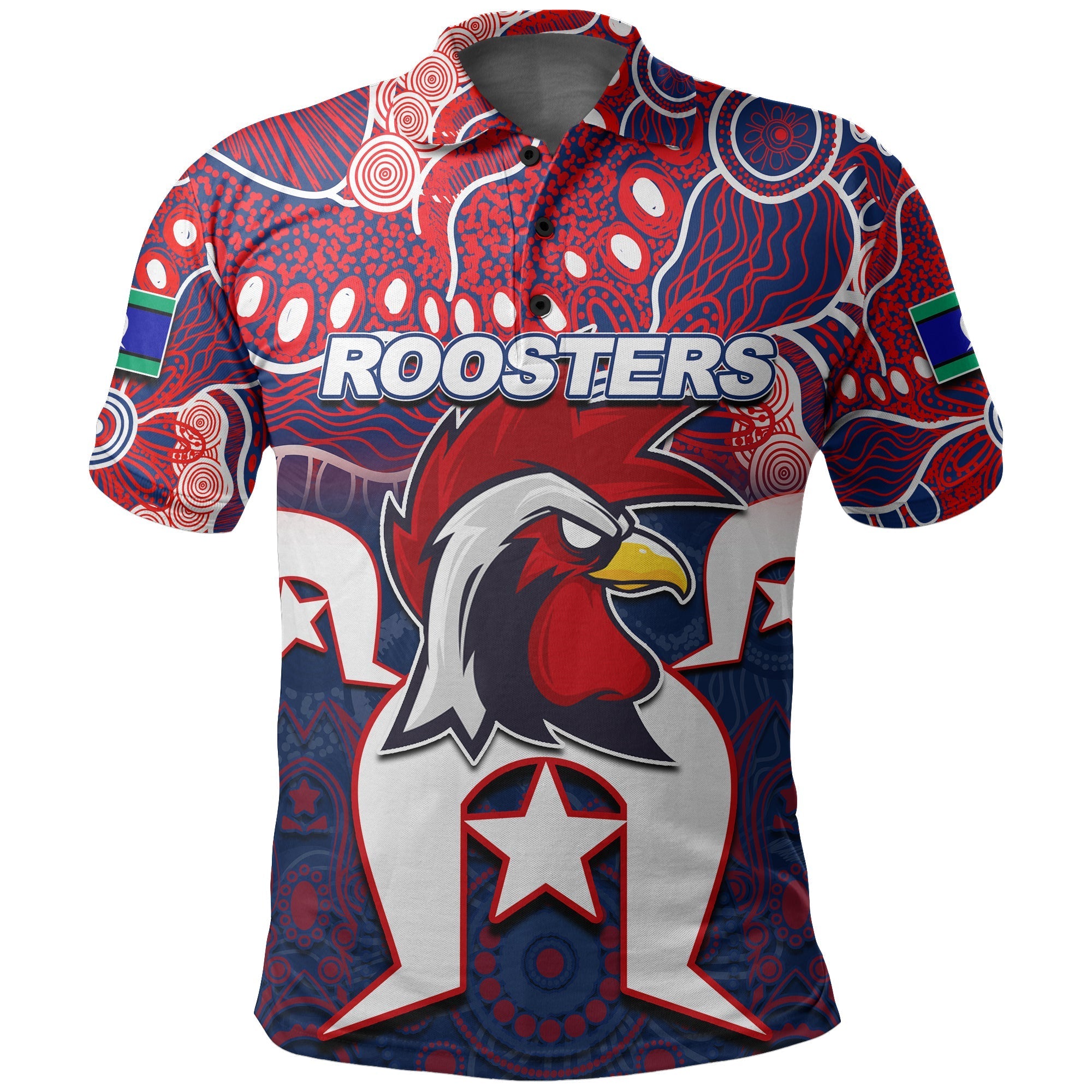 (Custom Personalised) Roosters Torres Strait Islanders Mix Aboriginal Polo Shirt - Vibe Hoodie Shop