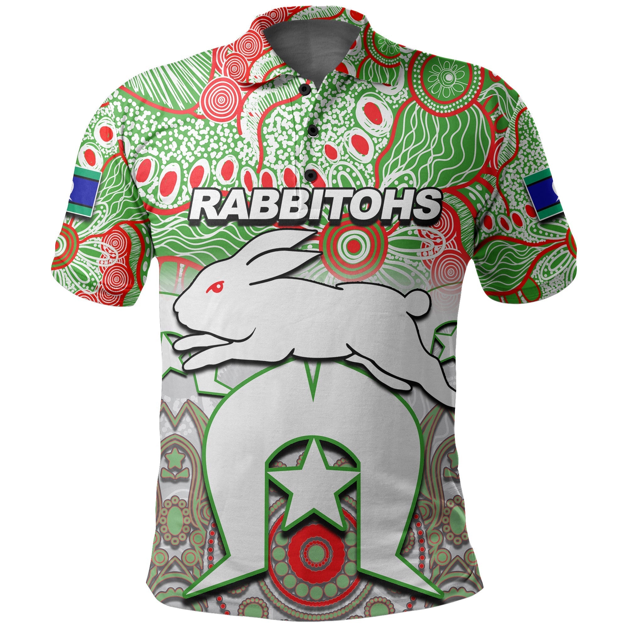 (Custom Personalised) Rabbitohs Torres Strait Islanders Mix Aboriginal Polo Shirt - Vibe Hoodie Shop