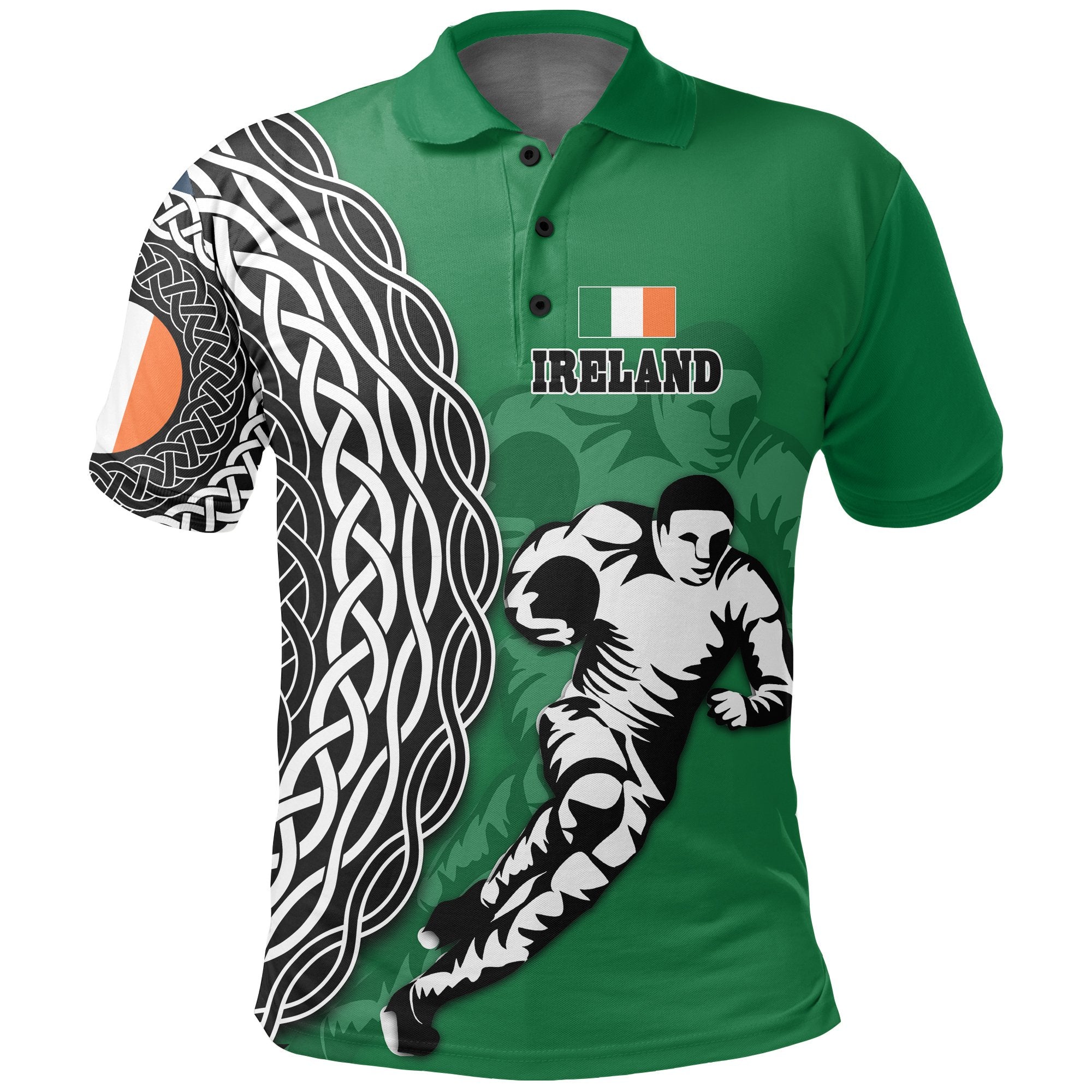 Ireland Polo Shirt - Irish Rugby Football Celtic Style - Vibe Hoodie Shop