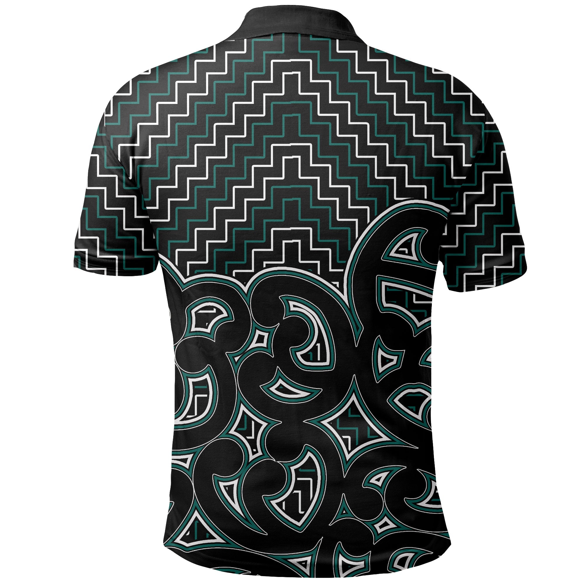 New Zealand Polo Shirt Maori Graphic Tee patterns Green - Vibe Hoodie Shop