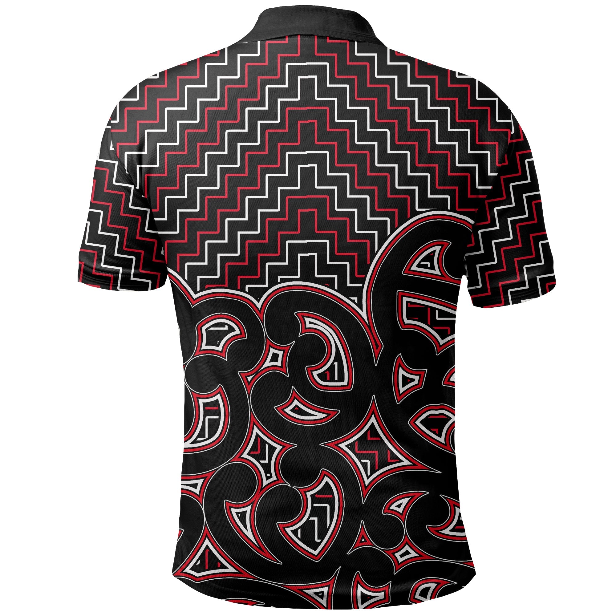 New Zealand Polo Shirt Maori Graphic Tee patterns Red - Vibe Hoodie Shop