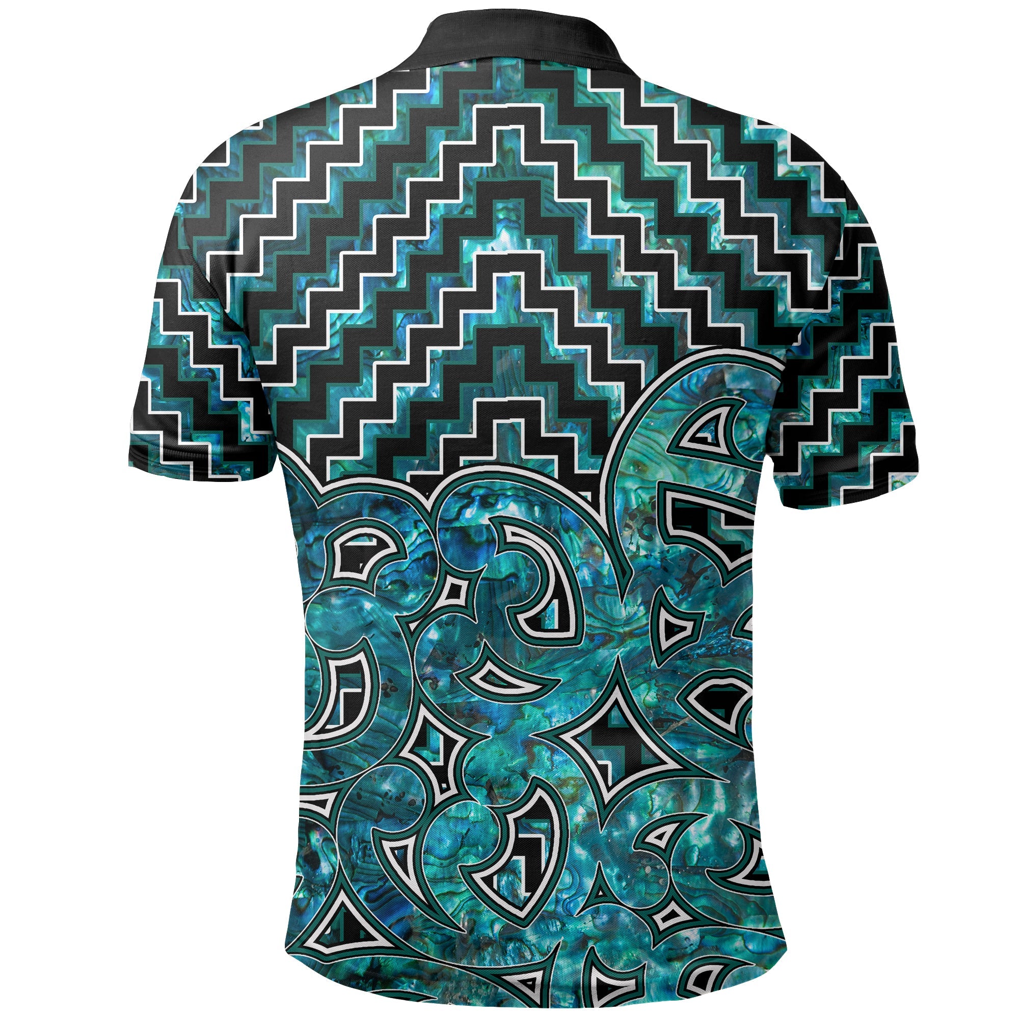 New Zealand Polo Shirt Maori Graphic Tee patterns Paua Shell - Vibe Hoodie Shop