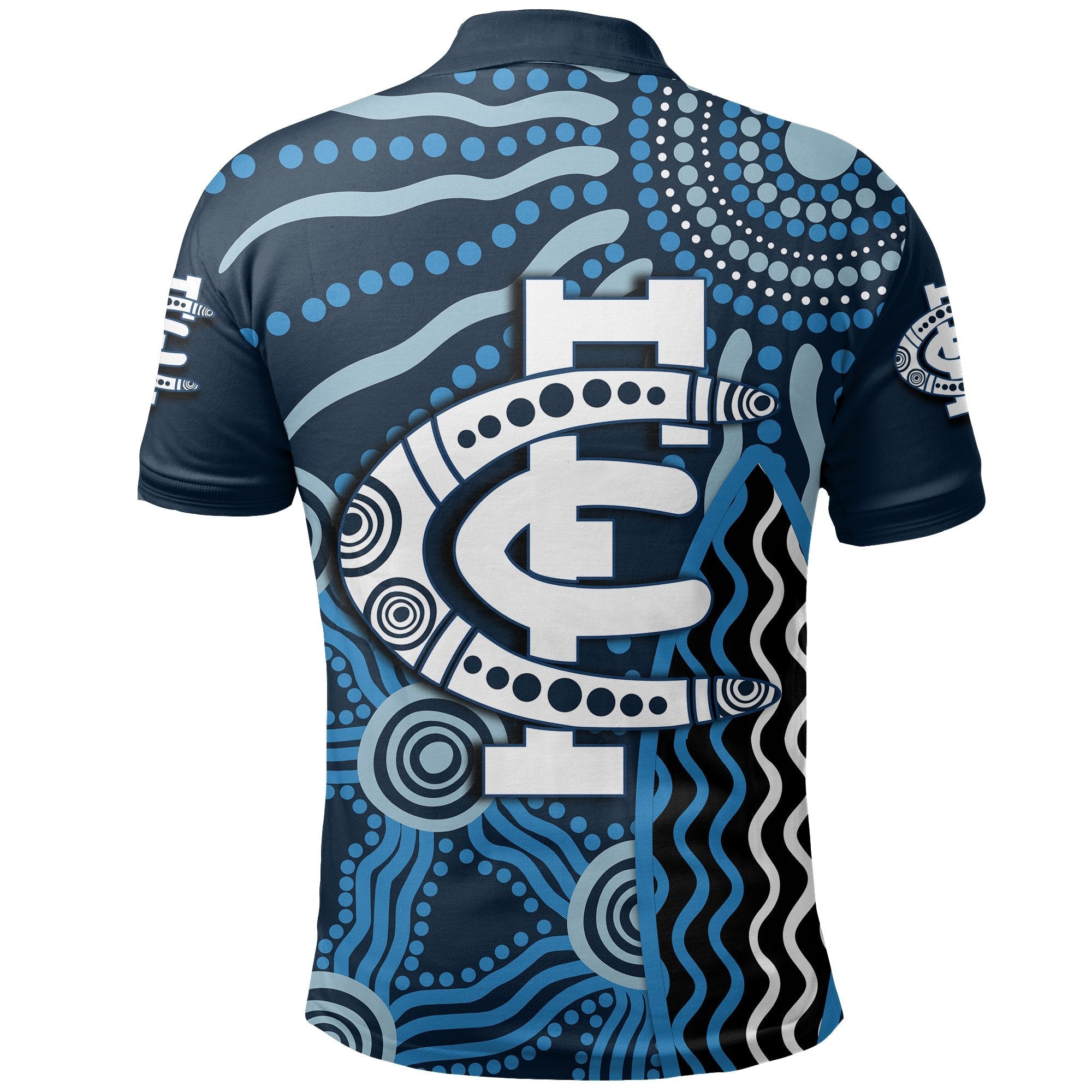 Carlton Blues Polo Shirt Aboriginal - Vibe Hoodie Shop