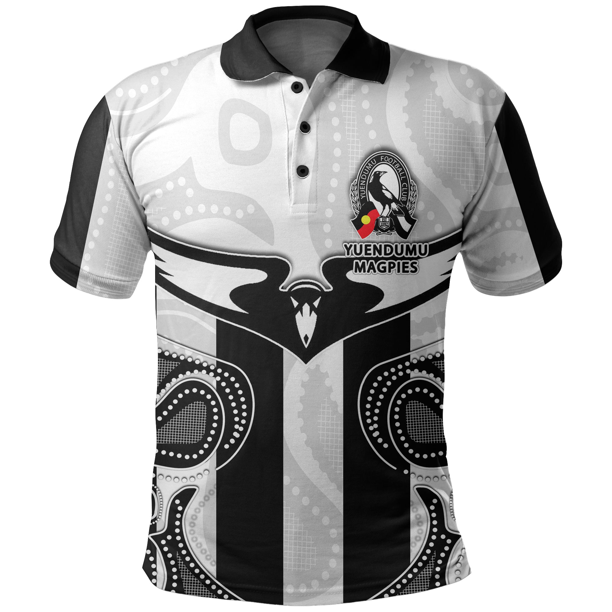 (Custom Personalised) Yuendumu Magpies Polo Shirt - Vibe Hoodie Shop