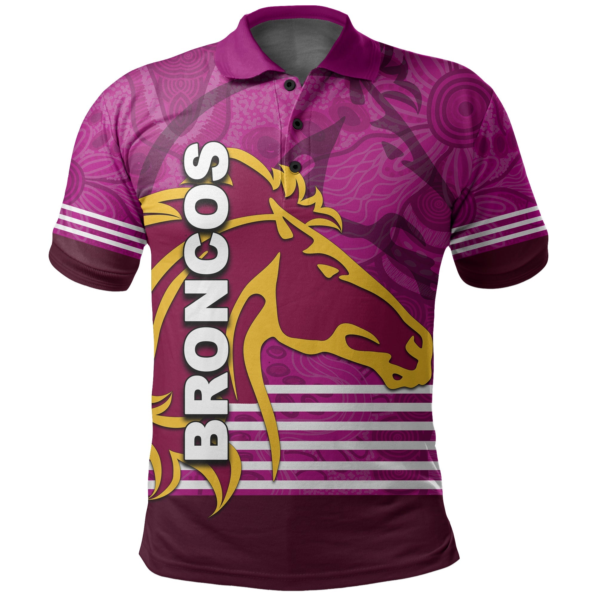 (Custom Personalised) Broncos Rugby Polo Shirt Pink Jersey - Vibe Hoodie Shop