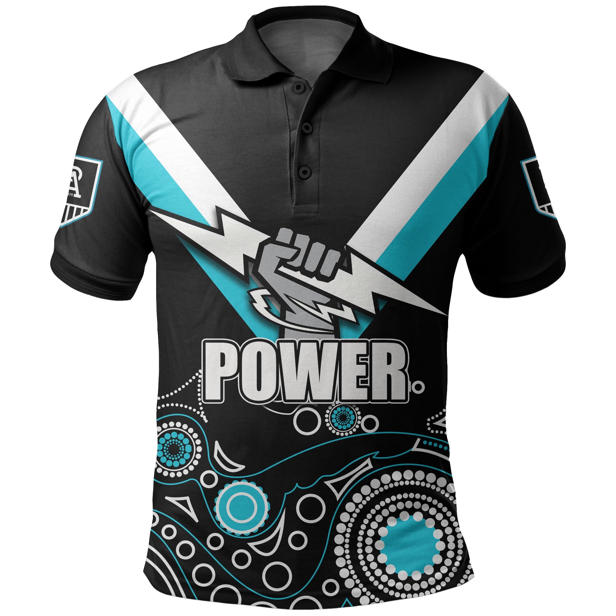 (Custom Personalised) Port Adelaide Polo Shirt Power Aboriginal Simple - Vibe Hoodie Shop