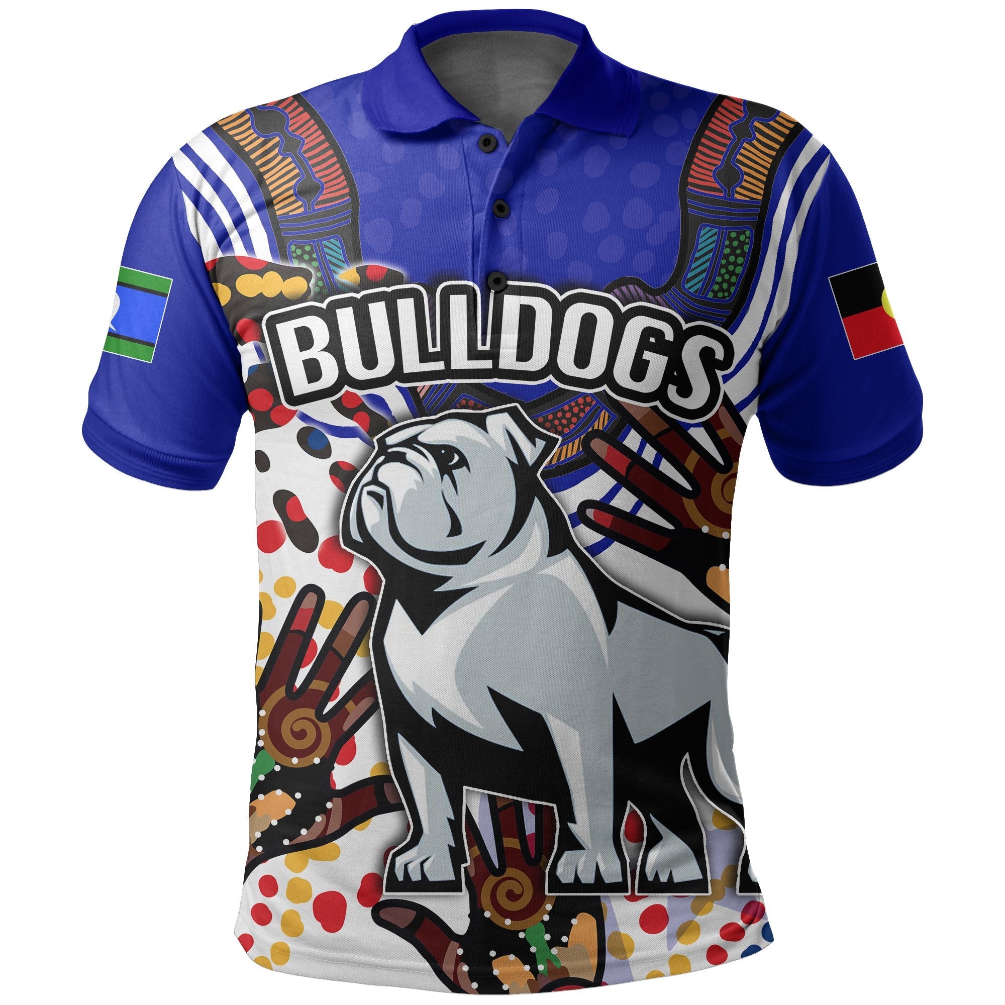 NAIDOC Bulldogs All Over Polo Shirt Torres Strait Islanders - Vibe Hoodie Shop