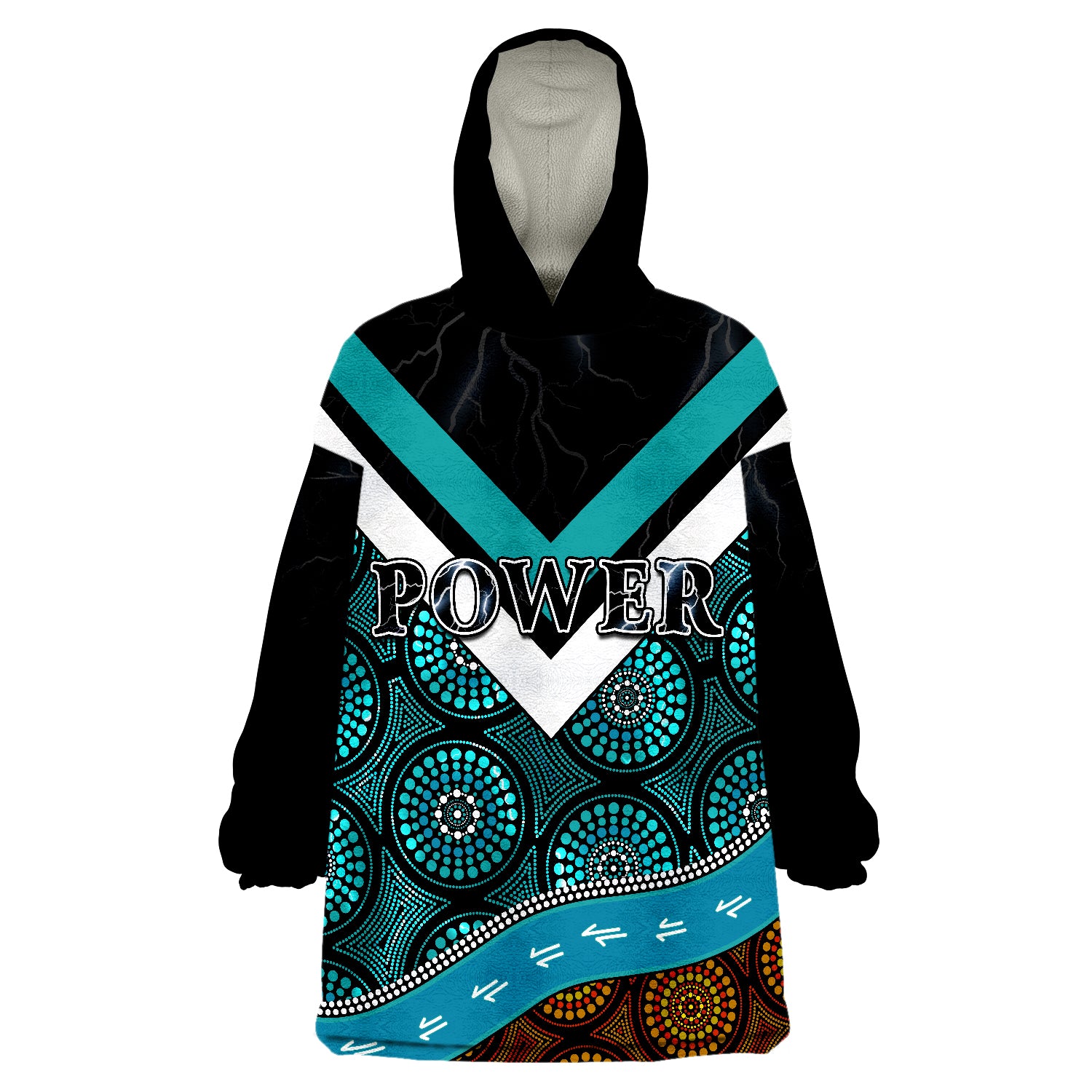 Power Indigenous 2022 Proud Port Adelaide Wearable Blanket Hoodie - Vibe Hoodie Shop