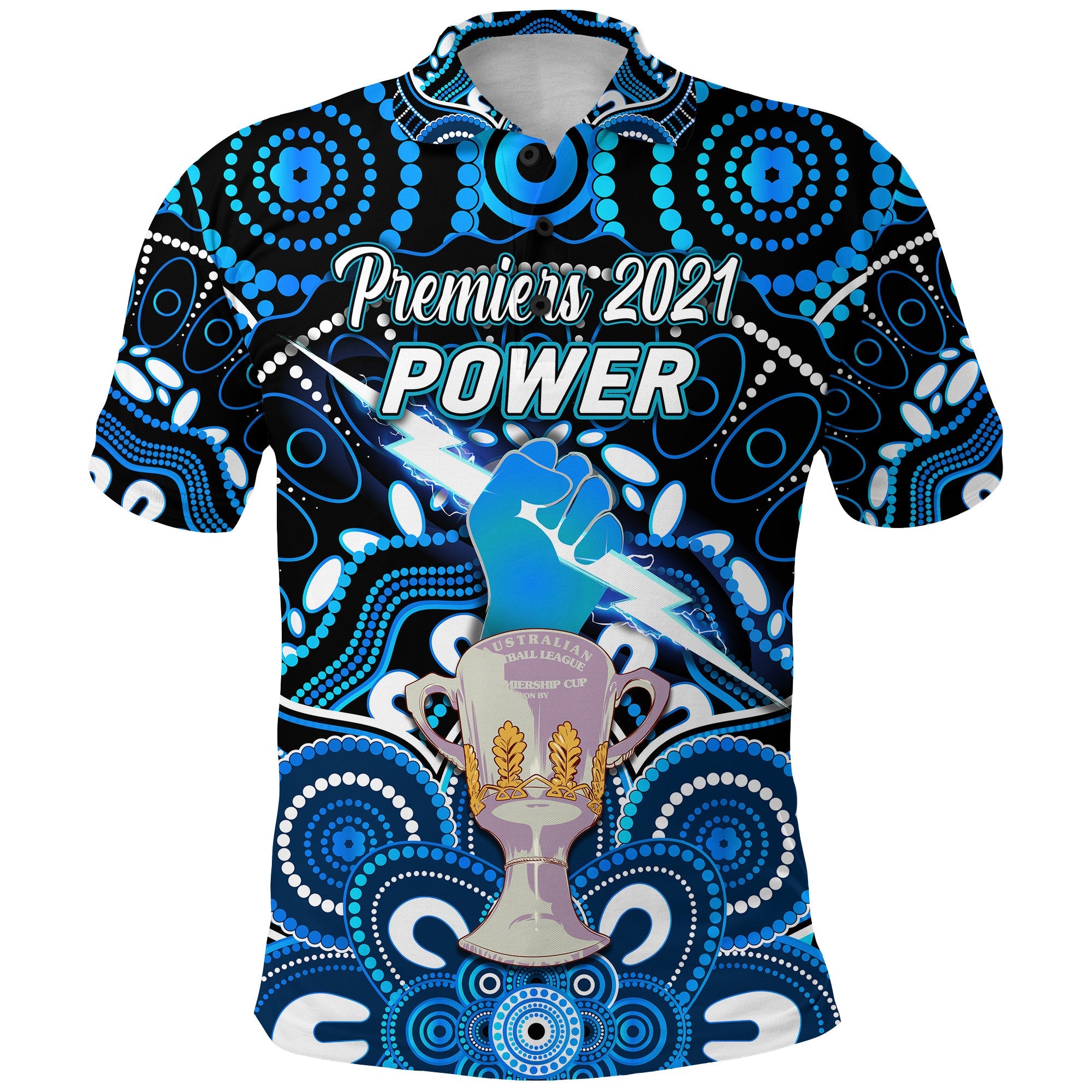 Port Adelaide Power Indigenous Polo Shirt Football 2021 Premiers - Trophy - Vibe Hoodie Shop