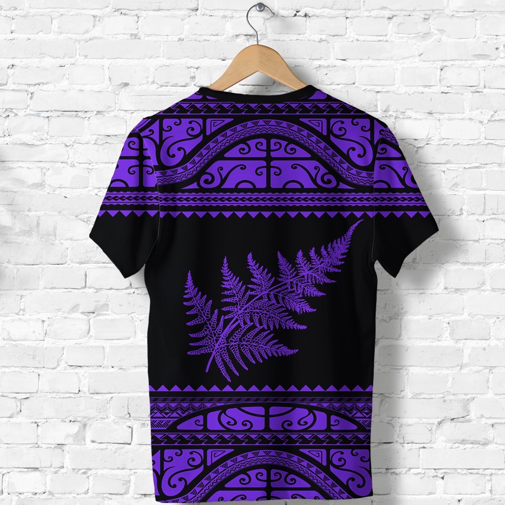 New Zealand Maori Shirt, Aotearoa Silver Fern T shirt - Purple - Vibe Hoodie Shop