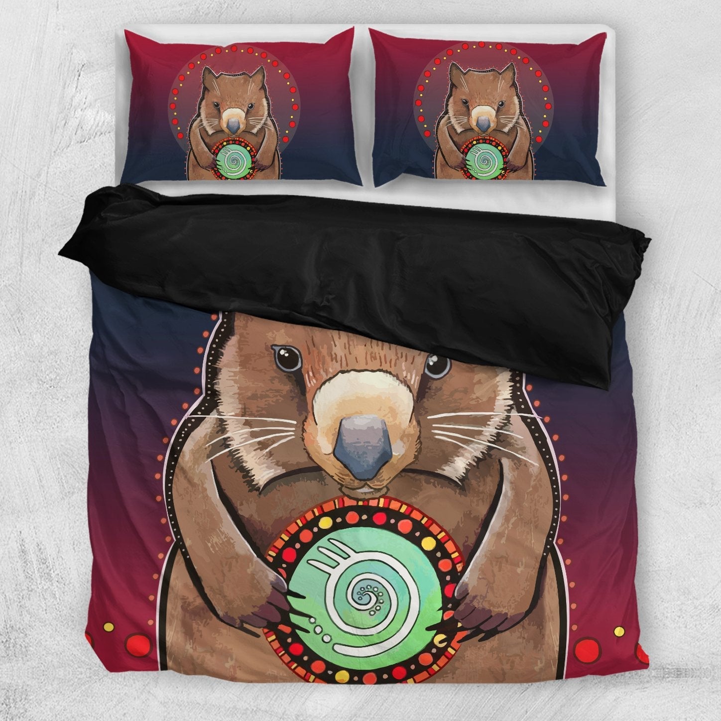 Aboriginal Bedding Sets, Wombat Circle Patterns Drawing Painting - Vibe Hoodie Shop