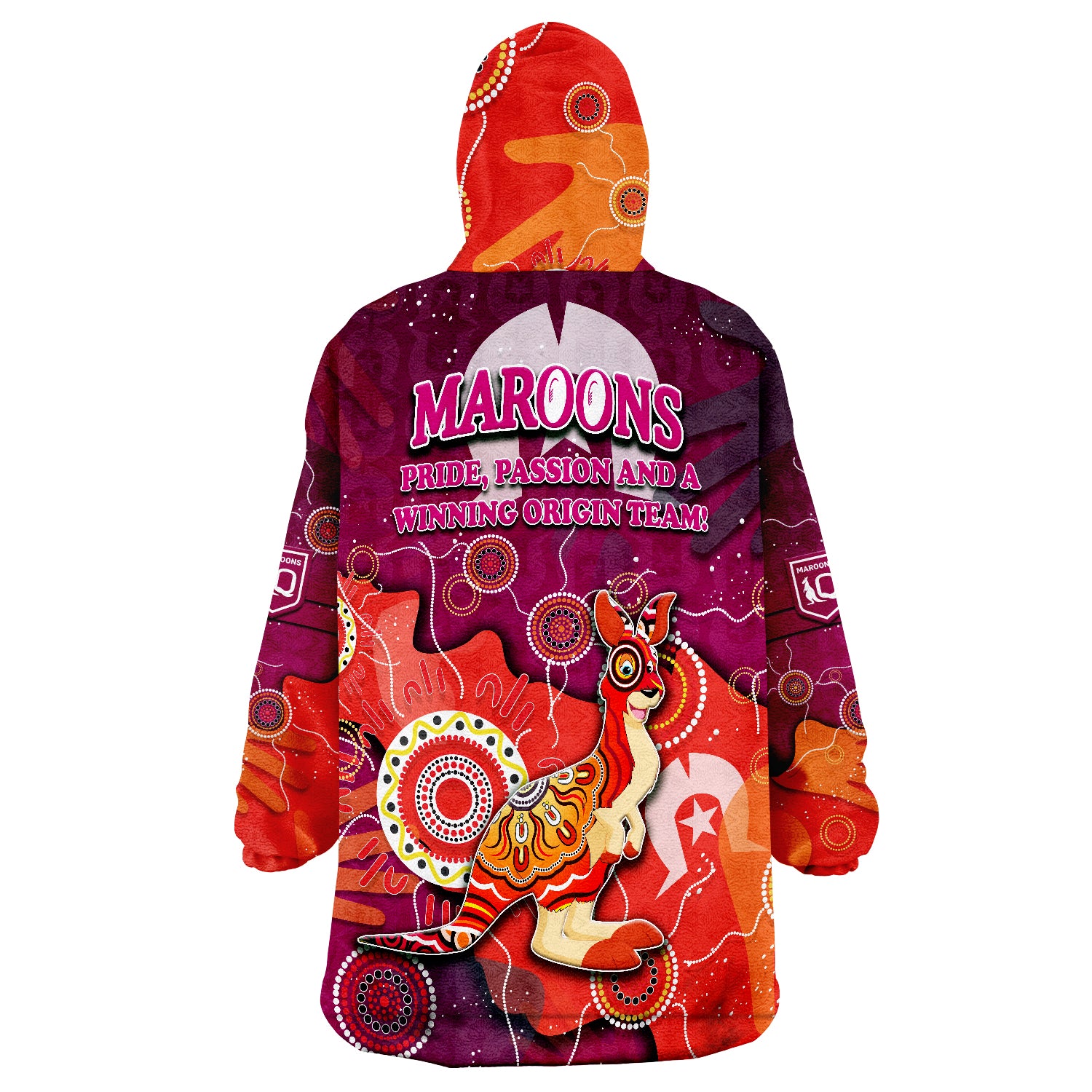 Queenslanders Rugby NAIDOC Week 2022 Aboriginal Style Wearable Blanket Hoodie - Vibe Hoodie Shop