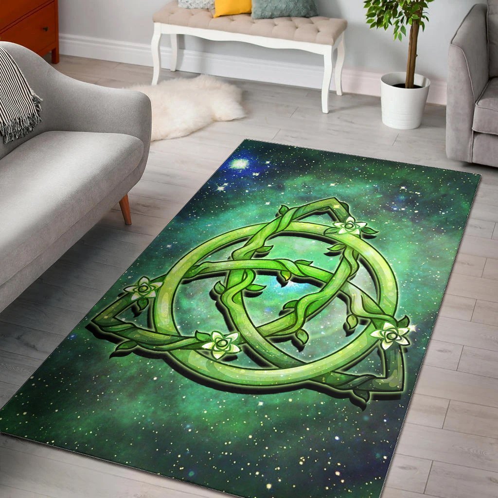 Celtic Area Rug - Green Triquetra - Vibe Hoodie Shop