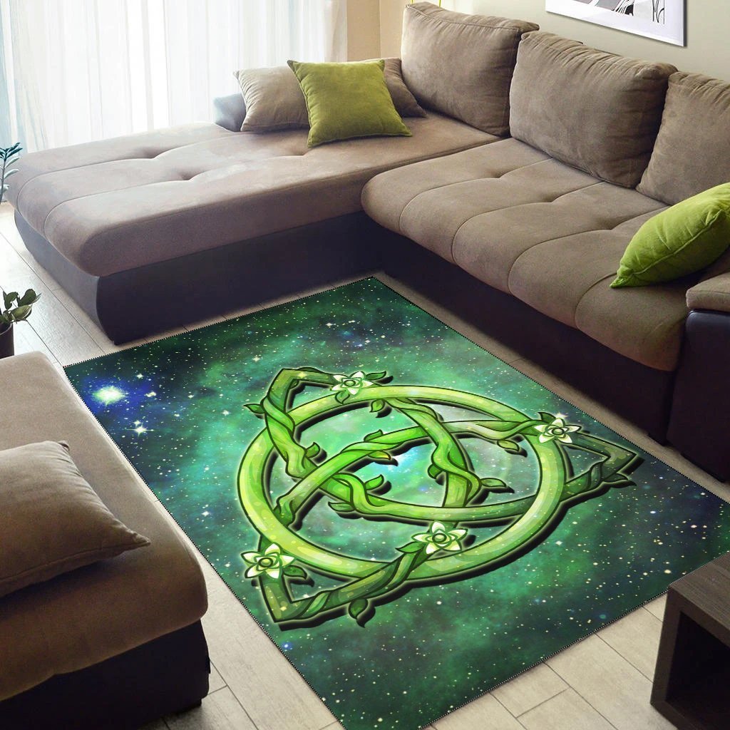 Celtic Area Rug - Green Triquetra - Vibe Hoodie Shop