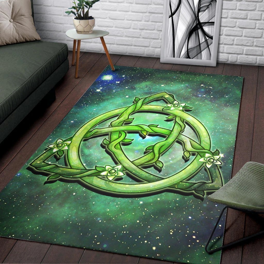 Celtic Area Rug - Green Triquetra - Vibe Hoodie Shop