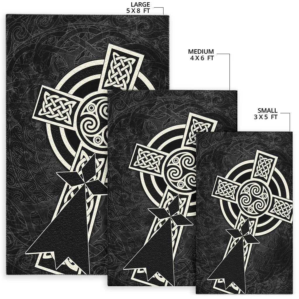 Brittany Celtic Area Rug - Celtic Cross and Stoat Ermine Skew Style - Vibe Hoodie Shop