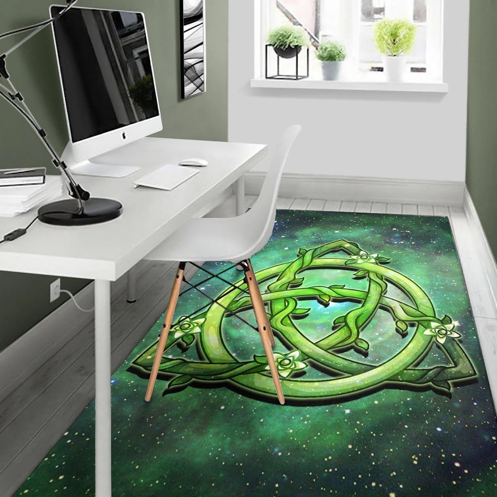 Celtic Area Rug - Green Triquetra - Vibe Hoodie Shop