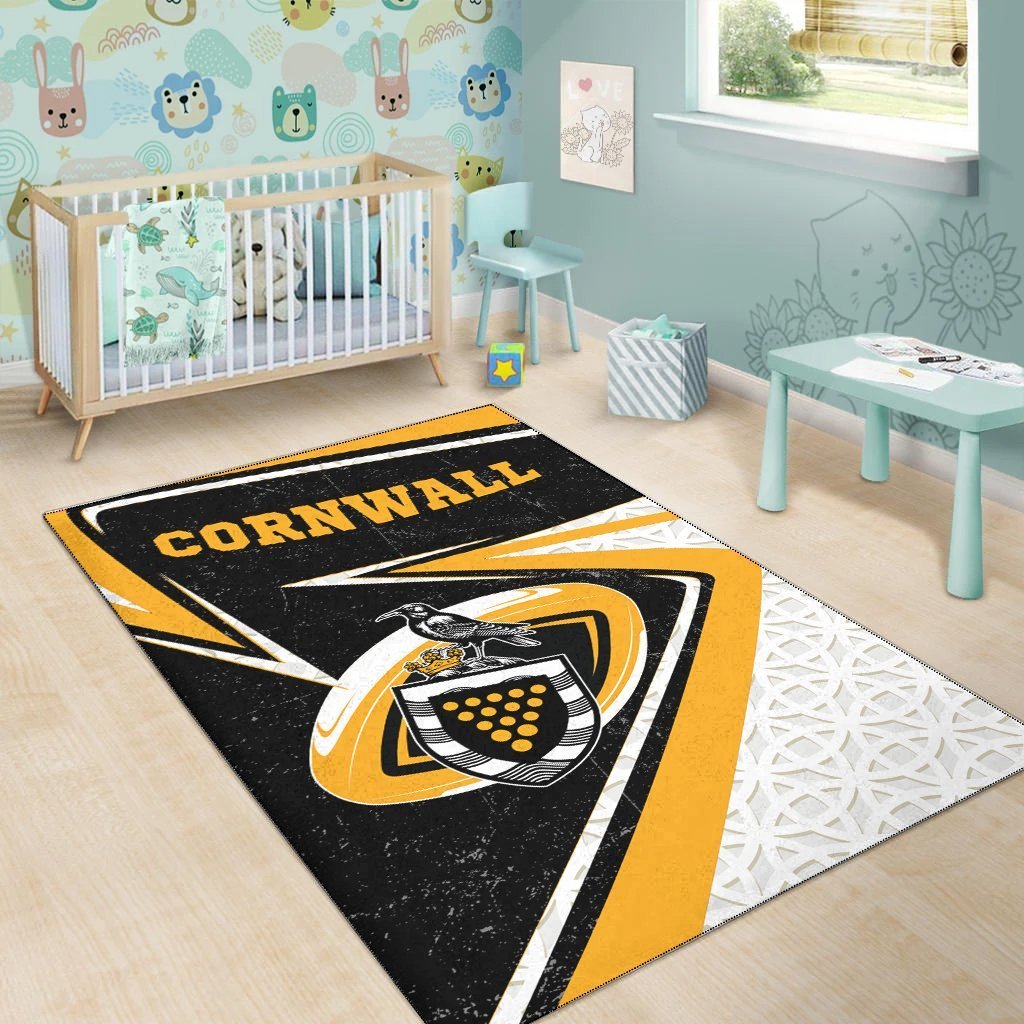 Cornwall Rugby Area Rug - Celtic Cornwall Rugby Ball - Vibe Hoodie Shop