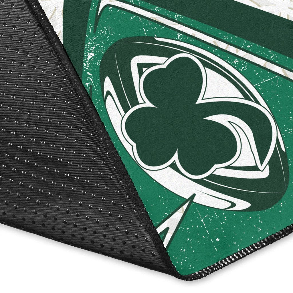 Ireland Rugby Area Rug - Celtic Shamrock and Rugby Ball - Vibe Hoodie Shop