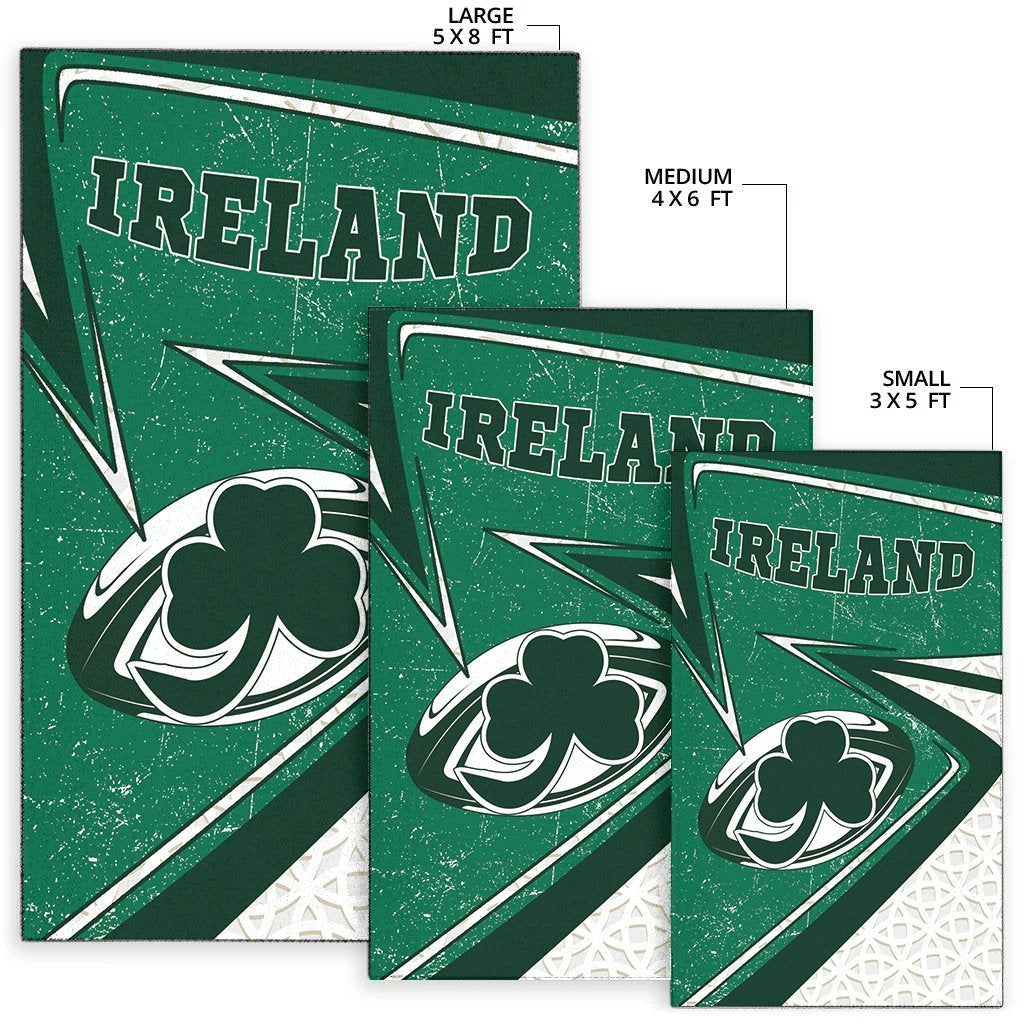 Ireland Rugby Area Rug - Celtic Shamrock and Rugby Ball - Vibe Hoodie Shop