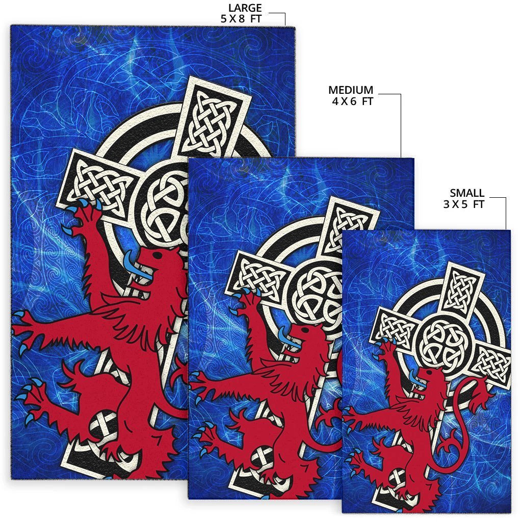 Scotland Celtic Area Rug - Celtic Cross and Rampant Skew Style - Vibe Hoodie Shop